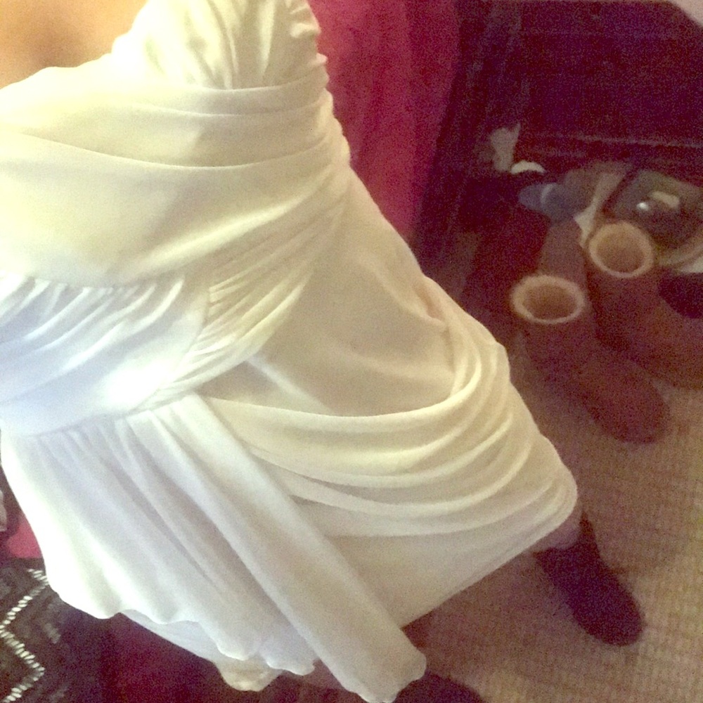 Prom  mini strapless white dress